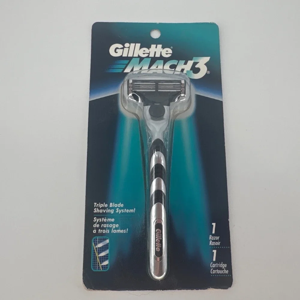 Gillette Mach3 Mens Vintage Razor Silver/Black Triple Blade Shaving System
